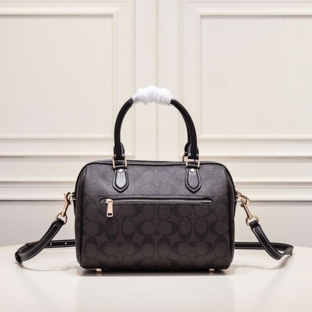 Coach Rowan Large Satchel Crossbody Bag Signature Canvas Walnut /Black NWT - Picture 3 of 8